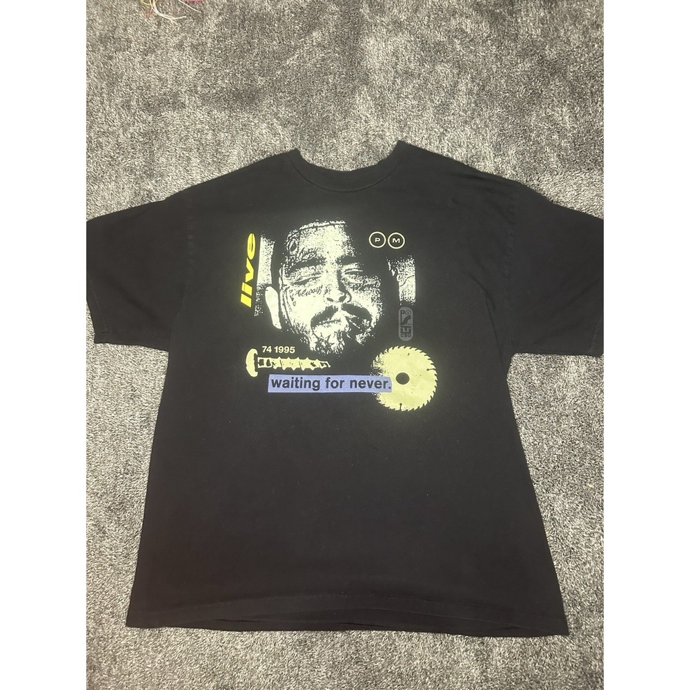 Posty Co Waiting For Never T Shirt XL Black Post Malone Graphic Tee Streetwear